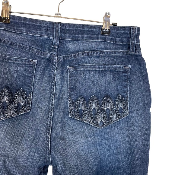 NYDJ Straight Leg Stretchy Lift Tuck Technology Mom Jeans Glitter Butt Pockets - Picture 3 of 16